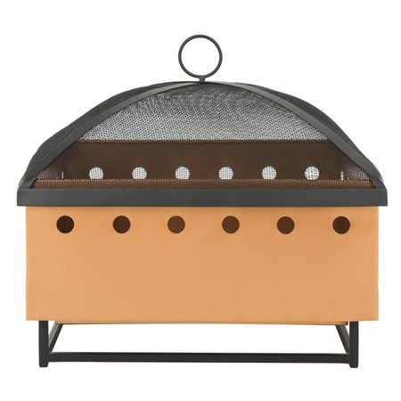 SAFAVIEH 19.25 x 21 x 20.75 in. Wyatt Square Fire Pit, Copper and Black PIT2004A